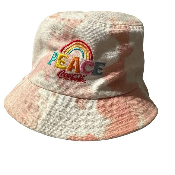 Coke Cola women's peach tie dye bucket hat with rainbow - Picture 2 of 5